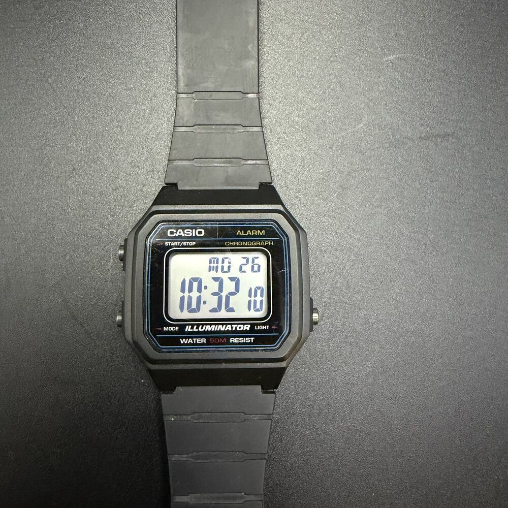 Casio W-217H Digital Watch Illuminator 50M Water Resist Black